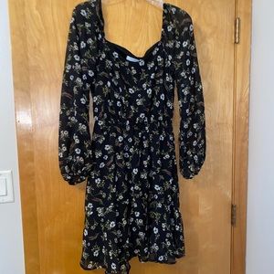 Small black and floral dress- sheer sleeves